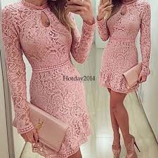 Women S Summer Lace Long Sleeve Party Evening Cocktail Short Mini Dress Vestidos De Festa De Manga Comprida Ideias Fashion Vestidos De Baile Manga Longa