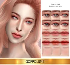 Gpme Gold Sunburn Coral Set Download At Goppolsme Patreon No Ad Access To Exclusive Goppolsme Patreon Only Hq Mod Compat Sims Sims 4 Sims 4 Cc Makeup