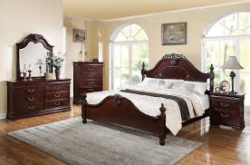 Headboard is finished with sophisticated ornamentation. Cherry Poster King Bedroom Set 4 Pcs Classic Acme Furniture 21857ek Gwyneth Gwyneth 21857ek Set 4