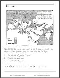 ice age primary science worksheet student handouts