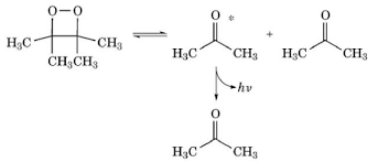 Simple Example Of A Chemiluminescent Reaction The Thermal Dissociation Of The Cyclic Peroxide Tetramethyl 1 2 Dioxetane To Molecular Biology Molecular Biology