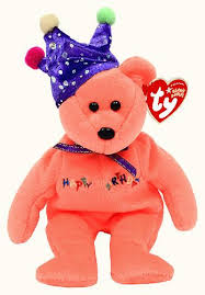 Beanie Baby Happy Birthday Bear Happy Birthday Orange With Jester Hat Ty Beanie Babies Beanie Baby Bears Baby Beanie Ty Beanie