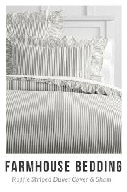 Black And White Striped Road Sign Australia Emily Meritt Ruffle Stripe Duvet Cover Sham Narrow Black And White Stripes And Ruffles Along The E Country Bedding Sets Striped Duvet Striped Duvet Covers