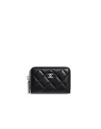 Porte Cartes Classique Agneau Metal Argente Noir Bordeaux Chanel Chanel Handbags Luxury Purses Chanel Clutch