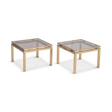 Frame and legs are made of stainless steel in a silver color. Set Of 2 Vintage Side Tables In Brass Smoked Glass Design Market