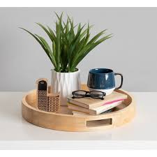 Place This Beautiful Wooden Tray On The Coffee Table To Showcase A Vase Of Flowers Or On The Dining In 2020 Coffee Table Tray Coffee Table Centerpieces Round Wood Tray