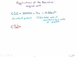 Write out the formula marginal cost=change in total cost/change in total quantity. Calculus Marginal Cost Youtube