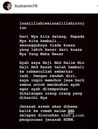 Adakah kematian akibat kemalangan, perisai ibu bapa dan manfaat elaun perkabungan akan dibayar untuk kematian berpunca atau timbul daripada: Ayah Liza Hanim Meninggal Dunia