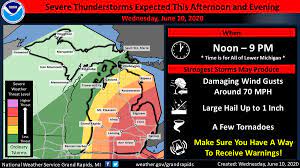 High winds, thunderstorm or tornado watch or warning, sustained periods of heavy rain), we will cancel the event. Significant Damage Possible As Severe Storms Move Across State Michigan Radio