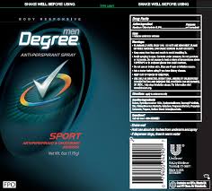 Degree for men antiperspirant deodorant dry spray, black + white (4.8 oz., 3 pk.) what to consider when buying deodorants & antiperspirants? Degree Sport Aerosol Antiperspirant And Deodorant Aerosol Spray Conopco Inc D B A Unilever