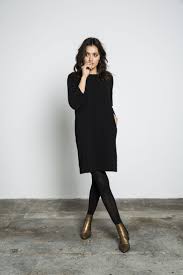 Black Sweater Dress Leggings Bronze Boots Bibijoux Woman Style Dresses With Leggings Fashion Black Sweater Dress