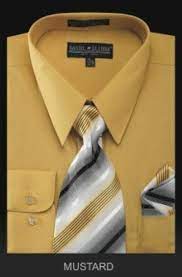 Gold~yellow~mustard cotton blend dress shirt with convertible cuffs. Men S Dress Shirt Premium Tie Gold Yellow Mustard