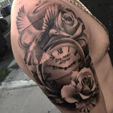 Image Result For Clock Tattoo Clock Tattoo Mens Shoulder Tattoo Watch Tattoos