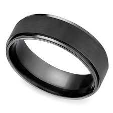 Beveled Pattern Men S Wedding Ring In Black Titanium Mens Wedding Rings Unique Diamond Rings Rose Gold Engagement Ring Vintage