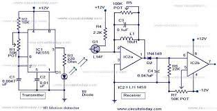 By turning a small input current into a large output current, the transistor acts like an amplifier. Infrared Motion Detector Circuit Ir Motion Sensor Circuit With Motion Detector Alarm