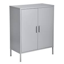 Furniturer 2 Door Accent Cabinet Modern Metal Storage Cabinet Grey 32 In X 40 In X 16 In Lowe S Canada