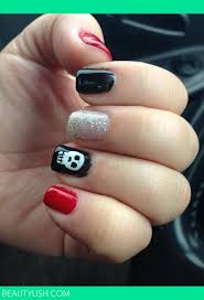 We will give you some really dark and edgy black nail designs that you will end up loving and wanting to. Skull Nail Design Beetlejuice Red Black Glitter Tina P S Photo Beautylish