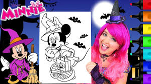 Join in on the fun as i, kimmi the clown, color in my minnie mouse halloween coloring book! Coloring Minnie Mouse Halloween Witch Coloring Page Prismacolor Markers Kimmi The Clown Youtube