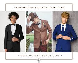 A dress with a long skirt, a tasteful dress suit or a tasteful cocktail dress in subdue. 17 Best Wedding Guest Outfits For Teenage Boys