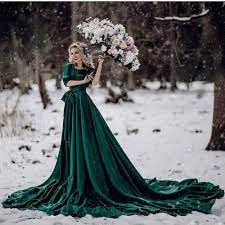 Ebay Ad Dark Green A Line Wedding Dresses Half Sleeve Velvet Bridal Gown Backless Custom Green Wedding Dresses Velvet Wedding Dress Backless Bridal Gowns