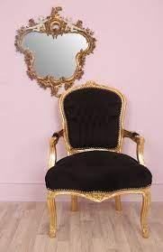 black and gold chair louis style salon chair black velveteen with gold frame gold chair blue chairs living room dining room victorian