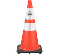28" Traffic Cone with 6" & 4" Reflective Collars - Custom Logo