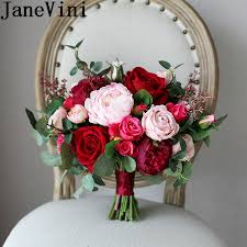 Tie it up with a wide satin ribbon in a. Janevini European Style Red Bridal Bouquet Flowers Pink Rose Burgundy Peony Wedding Bouquet Bride Bouquets Vintage Brooch Bukiet Wedding Bouquets Aliexpress