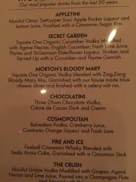 Mortons Steak House Drink Menu Secret Garden And The Fire Ice Are Top Notch Absolut Citron Cucumber Vodka St Germain Elderflower Liqueur