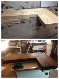 L Shaped Table For My Step Mom Dark Walnut Stained With High Gloss Bar Top Finish Not Bad And Learned A Lot My Barbie Dream House In 2019 Wood Bar Top Diy