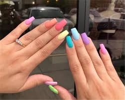 Stunning Rainbow Or Multicolored Nail Designs And Ideas For You In Summer Summer Nails Rainbow Nails Multicol Multicolored Nails Rainbow Nails Acrylic Nails