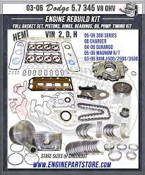 03 06 Dodge Truck 345 5 7 V8 Hemi Engine Rebuild Kit 2 D H Engine Rebuild Kits Engine Rebuild Hemi Engine