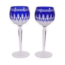 Hobnail cobalt blue by smith glass. Lot Art Waterford Clarendon Cobalt Blue Crystal Wine Hock Glasses