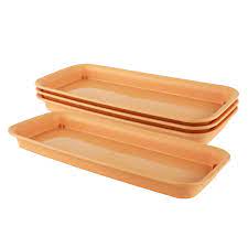 Flower pot deep drip tray strong round plastic. Amazon Com T4u 16 Inch Plastic Plant Pot Saucers With Faux Clay Finish Orange Set Of 4 Rectangle Hevay Duty Large Flowerpot Tray Resin Plant Drip Saucer Base Pp Coaster Pallet For Succulent
