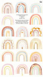 Boho Rainbow Clipart Watercolor Bohemian Rainbow Newborn Pregnant Children Kawaii Modern Boy Girl Baby Shower Design Png In 2021 Rainbow Clipart Boho Rainbow Watercolor Rainbow