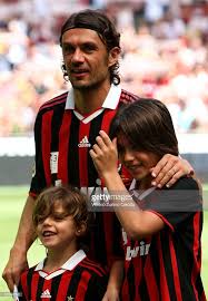 Ac Milan Defender Paolo Maldini And His Sons Attend Ac Milan Vs As Roma The Last Match Of Paolo Maldini On May 24 2009 In Mila Paolo Maldini As Roma Ac Milan