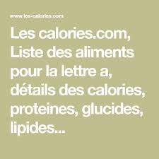 Les Calories Com Liste Des Aliments Pour La Lettre A Details Des Calories Proteines Glucides Lipides Liste Des Aliments Calories Alimentation