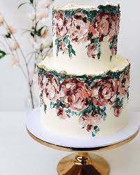 Painted Flower Cake Abstract Flower Cake Creative Wedding Cakes Painted Cakes Buttercream Bakery