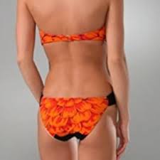 Mara Hoffman Orange And Black Red Flower Wire V Style Marah20165 One Piece Bathing Suit Size 12 L 53 Off Retail