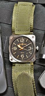 Bell Ross Br03 92 Golden Heritage With B R Olive Synthetic Canvas Strap The Watch Comes Standard With A Handsome Br Watches For Men Watch Bands Cool Watches