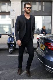 Wearing The Same Mundane Tee Today Well Make It More Fun And Interesting How By Layering Of Course Blazer Outfits Men Black Jeans Men Jeans Blazer Outfit