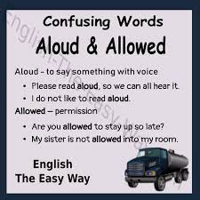 Allowed Aloud Confusing Words English Phrases Commonly Confused Words