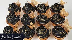 Spray both sides the mini golden oreos with a couple coats of edible gold mist. How To Make Black And Gold Buttercream Cupcakes Youtube