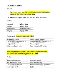 Dimarahi, dinasihati, di pukuli, terlempar. Kata Kerja Pasif