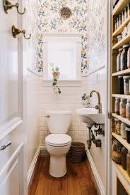 Classic White Subway Tile With Classy Wallpaper Power Room Design Small Powder Room Design Powder Room Small Tiny Bathrooms Bathroom Color