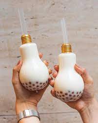 Light Bulb Milk Tea W Golden Pearls The Bottle Is Resealable So You Can Use It Again I Think The Matcha Bubble Milk Tea Sweet Drinks Bubble Tea Boba