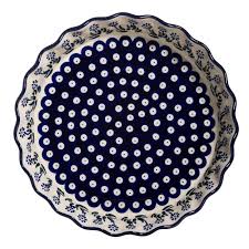 Stoneware dinner and salad plates from boleslawiec region of poland. Polish Pottery Ruffled Pie Plate Springing Calendulas Kitchen And Baking J K Adams