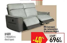 Des promotions toute l'année sur conforama ! Offre Canape De Relaxation 3 Places Night Chez Conforama