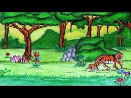 Forest Drawing How To Draw A Forest Scene Step By Step Youtube Forest Drawing Jungle Drawing Drawings