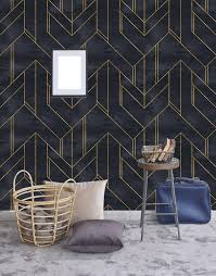 Removable Wallpaper Gold And Navy Blue Geometric Peel Stick Etsy Removable Wallpaper Modern Wallpaper Geometric Wallpaper