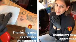 Kaia jordan gerber is an american model and actress. Kaia Gerber Says Her Tattoo Obsession Inspired Her To Give Herself Some Diy Ink During Quarantine Daily Mail Online